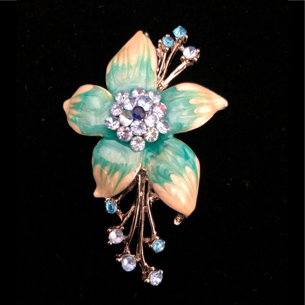 Crystal Sequins Rhinestones Brooch Enamel Flower Crystal Bloom Shiny Romantic